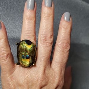 Brass fashion peacock ring